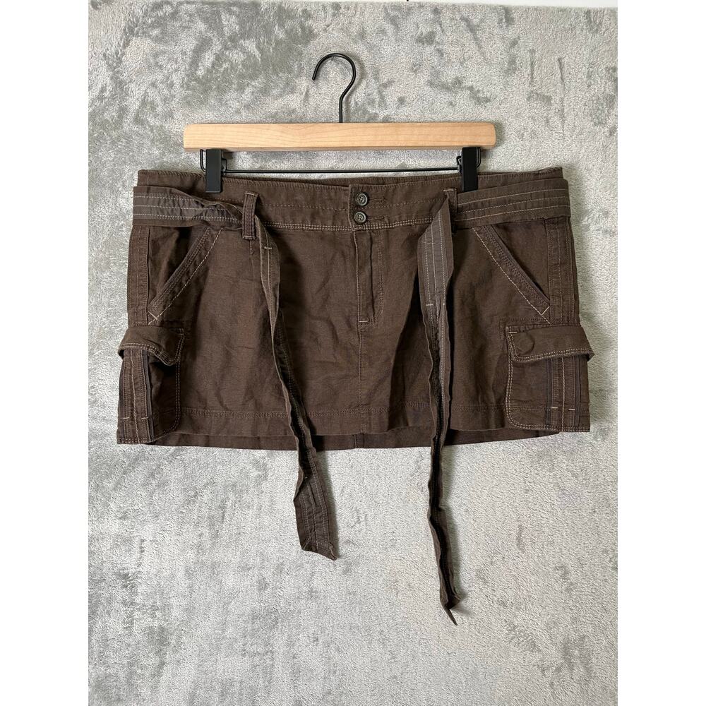 Abercrombie & Fitch Linen Cargo Micro Mini Skirt Y2K‎ Low Rise Utility 12 New